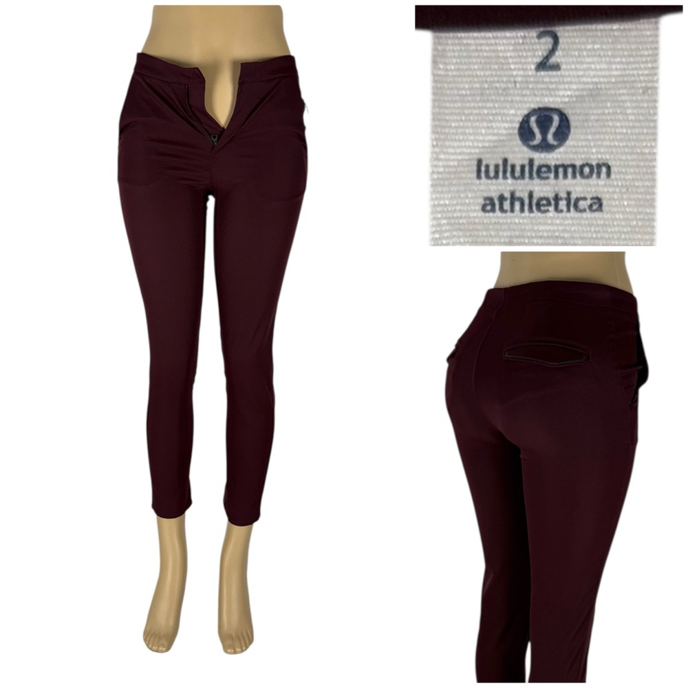 Lululemon Womens 2 &go City Trek Trouser Bordeaux Drama Red Burgundy Slim